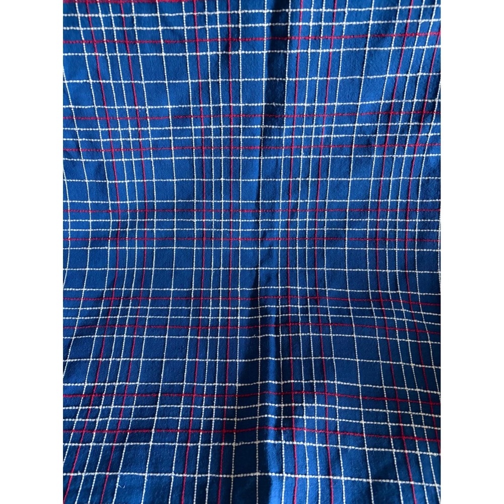 Vintage Beacon Mfg Co Blue Plaid Tablecloth 106x60 100% Cotton Made in USA Large - Picture 2 of 8